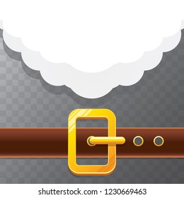 vector merry christmas cartoon background with santa claus white beard, belt and golden buckle on white. vector christmas greeting card or banner background with copy space for greeting text
