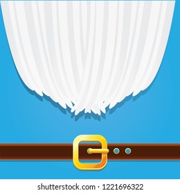 vector merry christmas classic blue cartoon background with santa claus white beard, belt and golden buckle. vector christmas greeting card or banner background with copy space for greeting text