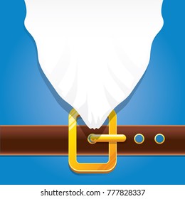 vector merry christmas classic blue cartoon background with santa claus white beard, belt and golden buckle. vector christmas banner , flyer or poster background with copy space for greeting text