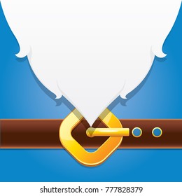 vector merry christmas classic blue cartoon background with santa claus white beard, belt and golden buckle. vector christmas banner , flyer or poster background with copy space for greeting text
