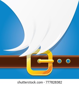 vector merry christmas classic blue cartoon background with santa claus white beard, belt and golden buckle. vector christmas banner , flyer or poster background with copy space for greeting text
