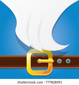 vector merry christmas classic blue cartoon background with santa claus white beard, belt and golden buckle. vector christmas banner , flyer or poster background with copy space for greeting text