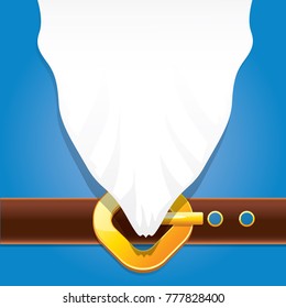 vector merry christmas classic blue cartoon background with santa claus white beard, belt and golden buckle. vector christmas banner , flyer or poster background with copy space for greeting text