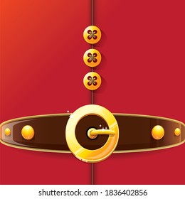 vector merry christmas classic red cartoon background with santa claus belt and golden buckle. vector christmas banner , flyer or poster background with copy space for greeting text and advertising