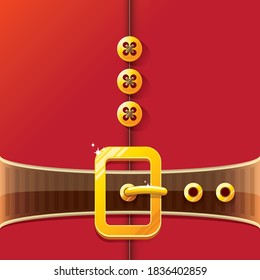 vector merry christmas classic red cartoon background with santa claus belt and golden buckle. vector christmas banner , flyer or poster background with copy space for greeting text and advertising