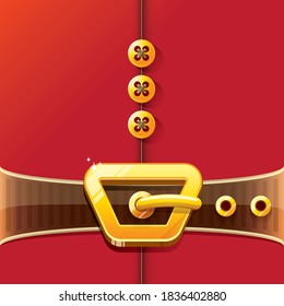 vector merry christmas classic red cartoon background with santa claus belt and golden buckle. vector christmas banner , flyer or poster background with copy space for greeting text and advertising