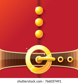 vector merry christmas classic red cartoon background with santa claus belt and golden buckle. vector christmas banner , flyer or poster background with copy space for greeting text and advertising