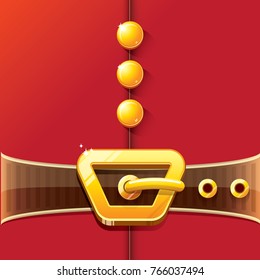vector merry christmas classic red cartoon background with santa claus belt and golden buckle. vector christmas banner , flyer or poster background with copy space for greeting text and advertising
