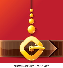 vector merry christmas classic red cartoon background with santa claus belt and golden buckle. vector christmas banner , flyer or poster background with copy space for greeting text and advertising