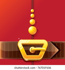vector merry christmas classic red cartoon background with santa claus belt and golden buckle. vector christmas banner , flyer or poster background with copy space for greeting text and advertising