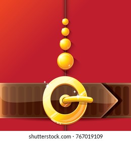 vector merry christmas classic red cartoon background with santa claus belt and golden buckle. vector christmas banner , flyer or poster background with copy space for greeting text and advertising