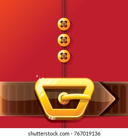 vector merry christmas classic red cartoon background with santa claus belt and golden buckle. vector christmas banner , flyer or poster background with copy space for greeting text and advertising
