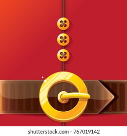 vector merry christmas classic red cartoon background with santa claus belt and golden buckle. vector christmas banner , flyer or poster background with copy space for greeting text and advertising