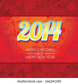 vector merry christmas decorative red floral background. xmas or happy new year card