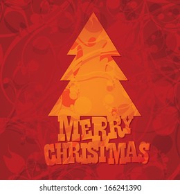 vector merry christmas decorative red floral background. xmas or happy new year card