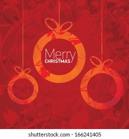 vector merry christmas decorative red floral background. xmas or happy new year card