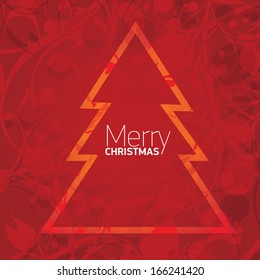 vector merry christmas decorative red floral background. xmas or happy new year card