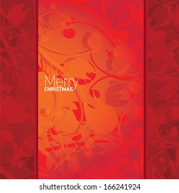 vector merry christmas decorative red floral background. xmas or happy new year card