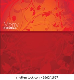 vector merry christmas decorative red floral background. xmas or happy new year card