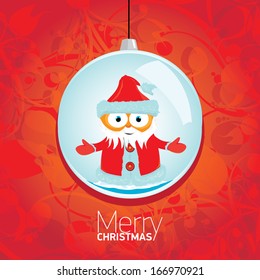 vector merry christmas decorative red floral background with balls on branch . xmas or happy new year card. 