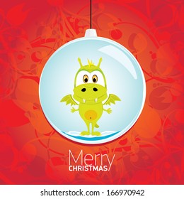 vector merry christmas decorative red floral background with balls on branch . xmas or happy new year card. 