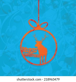vector merry christmas decorative red and blue floral background. xmas or happy new year card