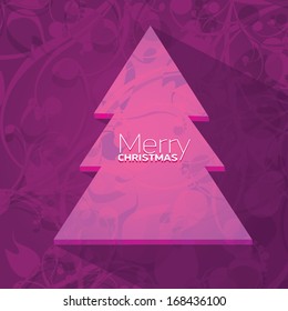 vector merry christmas decorative violet floral background. xmas or happy new year card