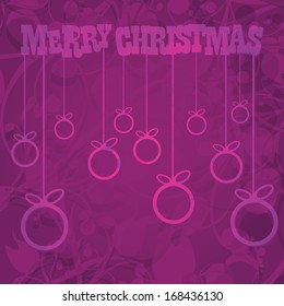 vector merry christmas decorative violet floral background. xmas or happy new year card