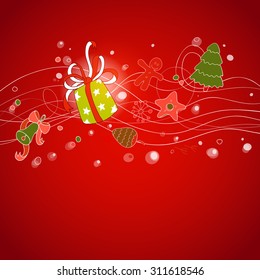 Vector Merry Christmas drawing background. Beautiful Xmas elements illustration. Holidays card.