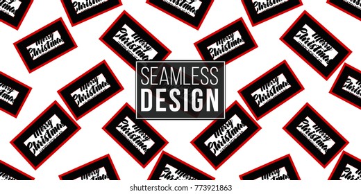 Vector merry christmas frame seamless pattern. Merry Christmas and happy new year greeting card backdrop design. Retro hand drawn flat art on white background.