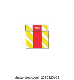 vector merry christmas gift with red and yellow coloring