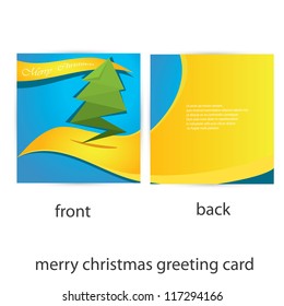 vector merry christmas greeting card template. vector christmas tree. blue christmas brochure.