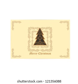 vector merry christmas greeting card . vintage christmas background.
