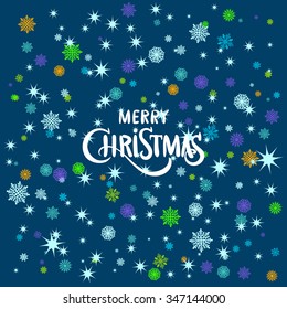 Vector merry Christmas greeting card blue 2016 art