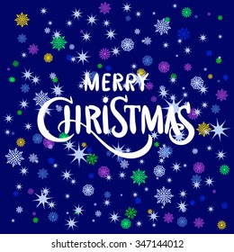Vector merry Christmas greeting card blue 2016 art