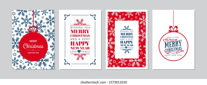 Vector Merry Christmas greeting cards and invitations. Happy New Year, Merry Christmas. Happy Holidays greeting cards - Xmas cards templates