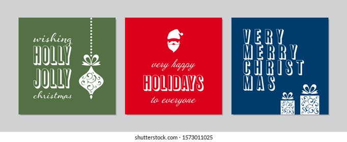 Vector Merry Christmas greeting cards and invitations. Happy New Year, Merry Christmas. Happy Holidays greeting cards - Xmas cards templates