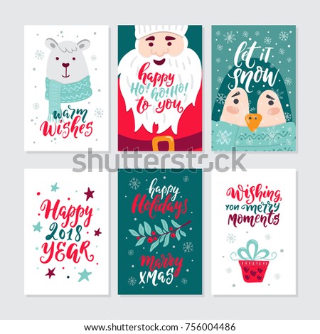 vector merry christmas greeting cards and invitations isolated on background big set with cute bear - Big Greeting Cards vector merry christmas greeting cards and invitations isolated on background big set with cute bear - Big Greeting Cards
