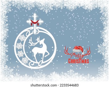 Vector: Merry Christmas Greetings, Vintage Background With Typography and Elements.