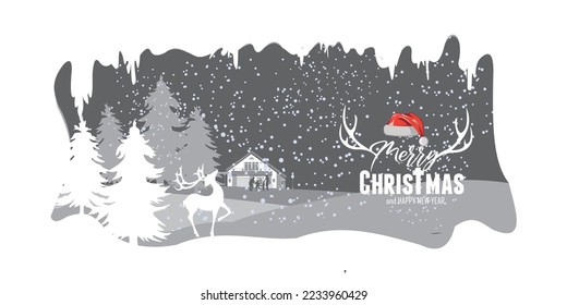 Vector: Merry Christmas Greetings, Vintage Background With Typography and Elements.