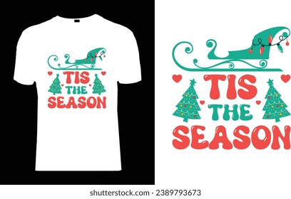 Vector Merry Christmas Groovy T-Shirt Design