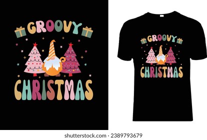 Vector Merry Christmas Groovy T-Shirt Design