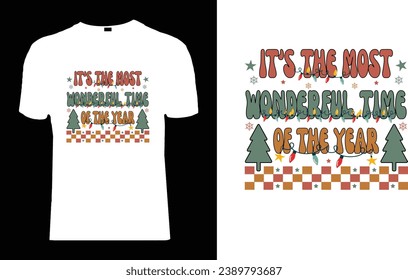Vector Merry Christmas Groovy T-Shirt Design