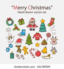 Vendedor de Navidad, con Santa Claus, muñeco de nieve, árbol de Navidad, trineo, caramelos, casa, patines de hielo, copos de nieve, regalo, velas, flores de Navidad, juguetes de Navidad, mitones, sombrero, bufanda, ciervo