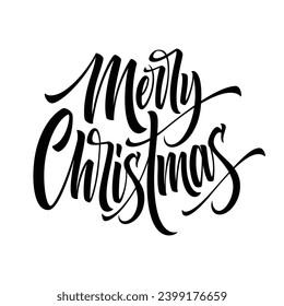 Vector merry christmas handwritten text.