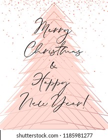 Vector Merry Christmas and Happy New Year greeting card design
