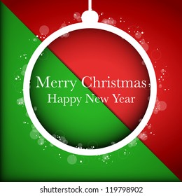 Vector - Merry Christmas Happy New Year Ball on Red Background