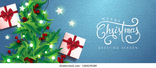 Vector merry Christmas and happy New Year background design .Calligraphic Christmas lettering.Winter vector illustration template.