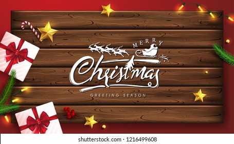 Vector merry Christmas and happy New Year background design .Calligraphic Christmas lettering.Winter vector illustration template.