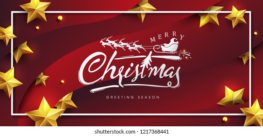 Vector merry Christmas and happy New Year background design .Calligraphic Christmas lettering.Winter vector illustration template.